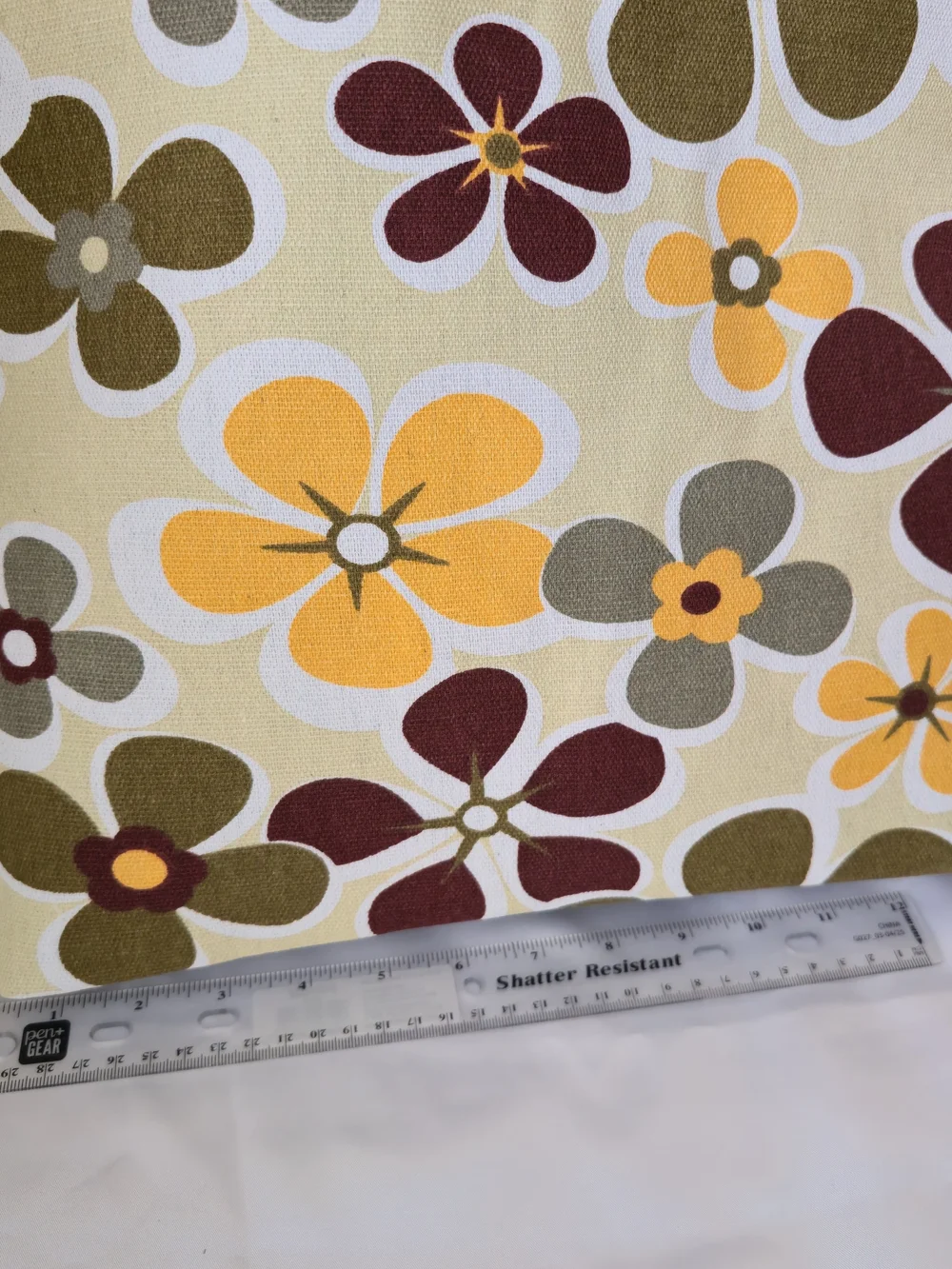 Floral Canvas Tote Bag in Yellow, Olive , Cream & Gray -‎ LARGE